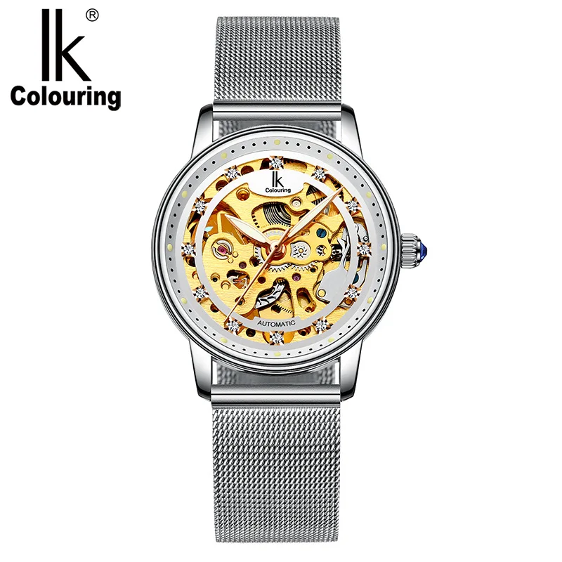 IK женские настольные двухсторонние полые автоматические механические часы с