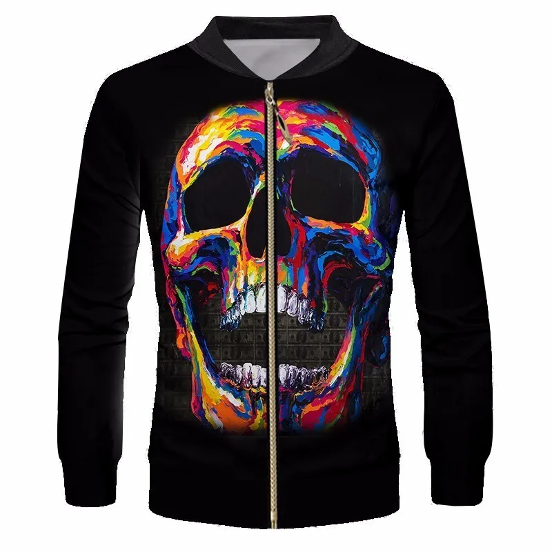 

OGKB 2018 Men/women 3d Full Printed Oil Painting Colorful Skull Notes Artsy Jacket Cool Streetwear Harajuku Hiphop Fashion Tops