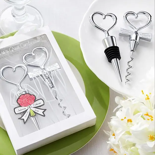 

5SET(10PCS)/LOT Wine Bottle Opener & Stopper Set White Gift Box Set Party Souvenirs Wedding Favor Gift