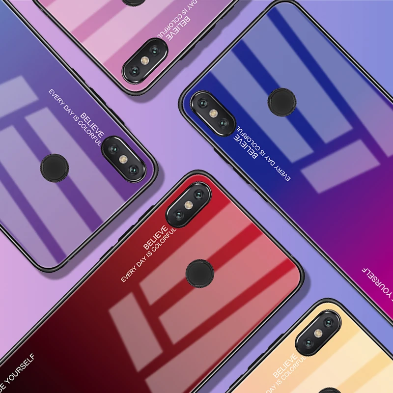 Градиентный чехол для Xiaomi Redmi Note 5 6 Pro Mi 8 A2 Lite A1 Mi6 Mi8 Pocophone F1 Mi6X Mi5X из закаленного