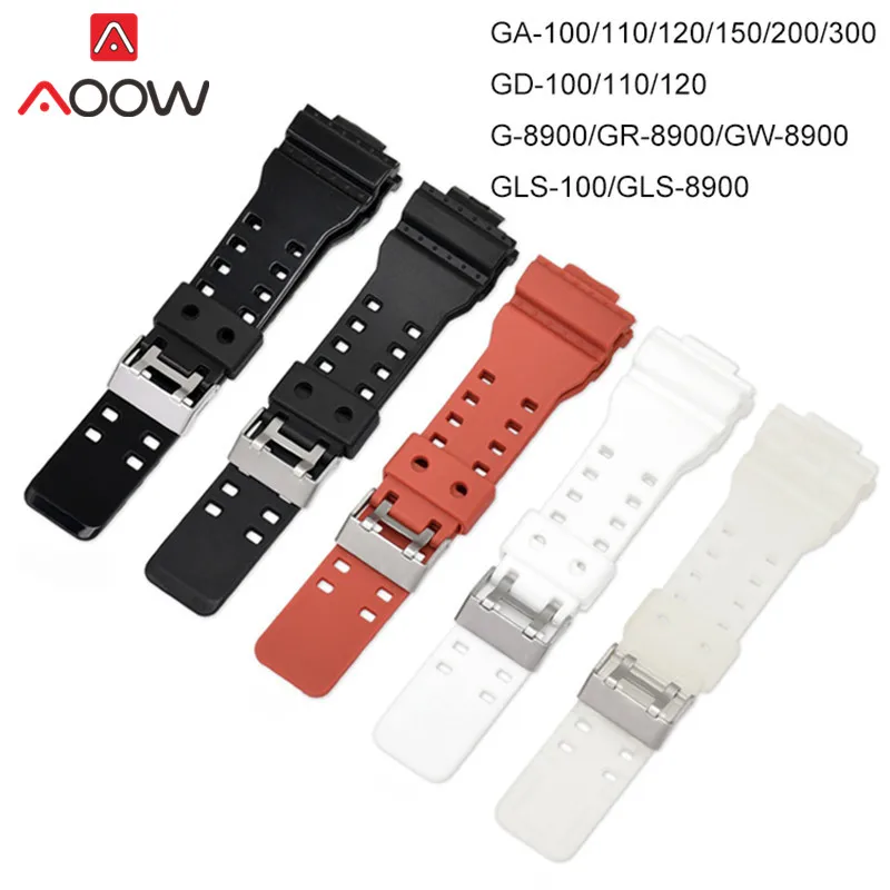 16mm High Quality PU Watchband for Casio G-Shock GA-110 GA-100 GD-100 Men Sports Waterproof Replacement Bracelet Band Strap Red