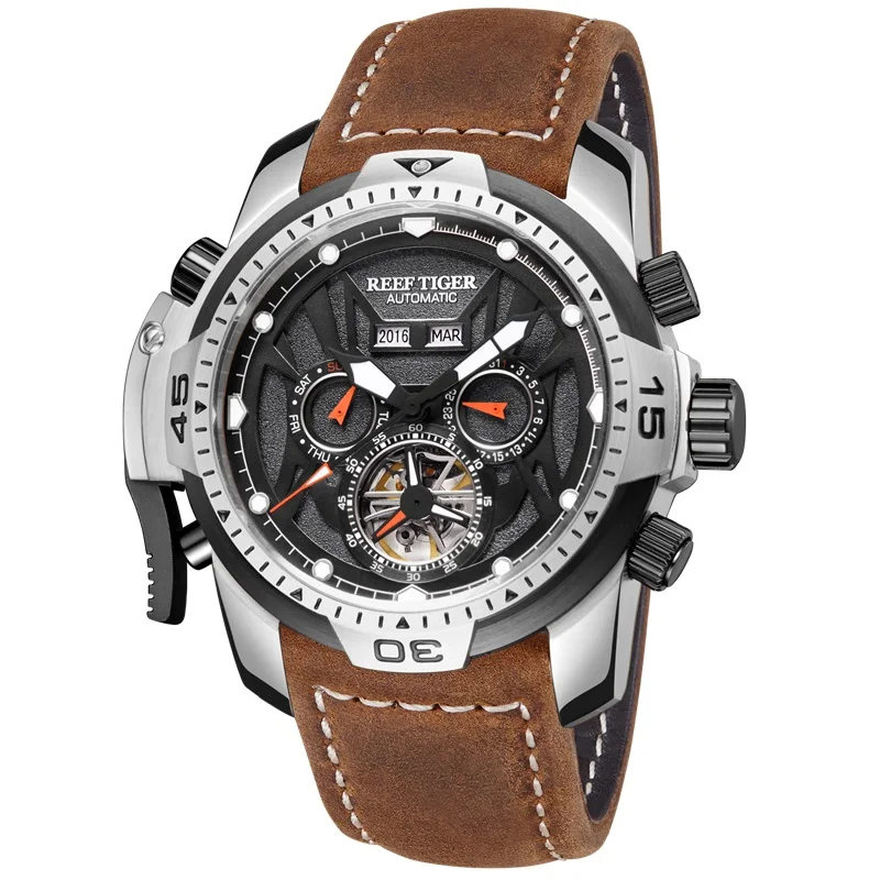 Спортивные мужские часы Reef Tiger/RT, большие часы из розового золота, модель года, водонепроницаемые военные часы, механические наручные часы RGA3532 - Цвет: YBOC-Promotion