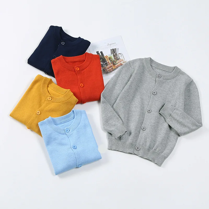 

Spring Pure Cotton Baby Girl Boy Sweater Cardigan Korean Kids Boys Girls Sweaters Children Knitted Jackets Toddler Cardigan