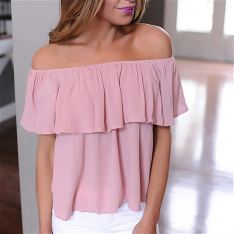 2017 модные новые женские сексуальные повседневные топы с рюшами и открытыми