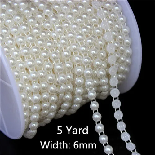 6mm 5Yard 1-5 ярдов/сумка мульти-Размер ABS имитация жемчуга бусины цепь отделка для DIY Свадебная вечеринка украшения шьют ювелирные изделия Ремесло АКСЕССУАРЫ WCAA - Цвет: 6mm 5Yard