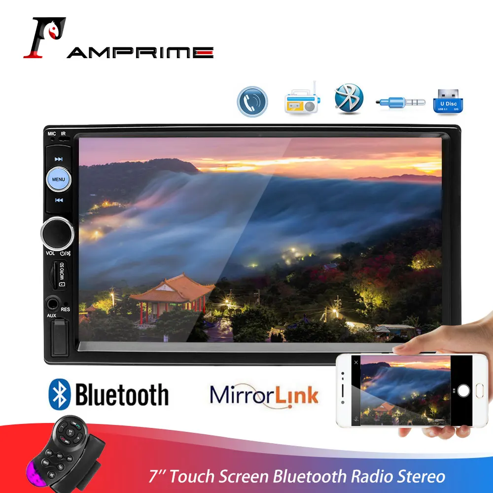 AMprime 2 din автомобильное радио 7 &quotMP5 плеер Зеркало Ссылка цифровой дисплей Bluetooth