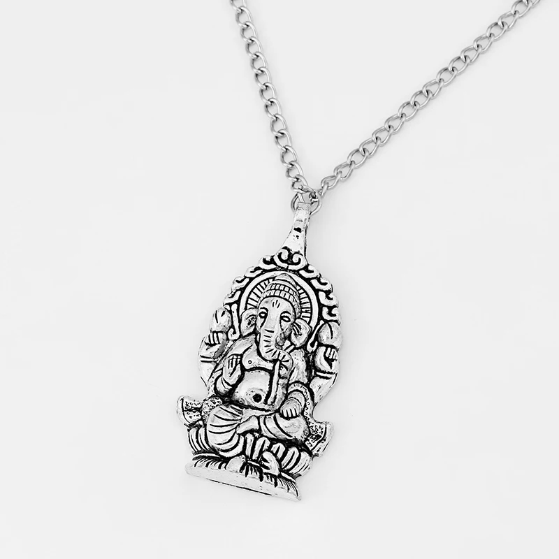 1 шт. тибетское серебряное слон Ганеш фотоподвеска ожерелье с длинной