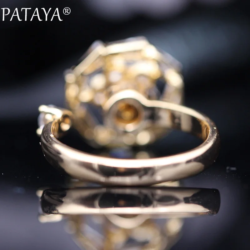 PATAYA, новинка, восьмиугольные вращающиеся кольца, 585 розовое золото, женские свадебные модные ювелирные изделия, белый натуральный циркон, разложенные кольца