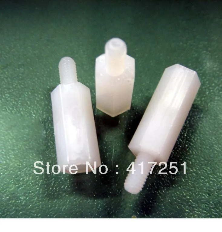 Lot50 метрические M2.5 * 5 + 6 мм M2.5 * 5/6/8/10/12/15/18/20/25 + 6 мм шестигранные нейлоновые резьбовые проставки