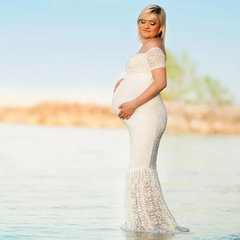 SMDPPWDBB Maternity Lace Dress Photography Props Women White Dresses Sexy Maxi Summer Gown | Мать и ребенок