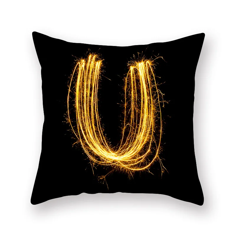 

Gold English Letters Cushion Covers 45x45CM Polyester Soft Black Throw Pillowcases for Sofa Home Car Decorative Pillow Covers