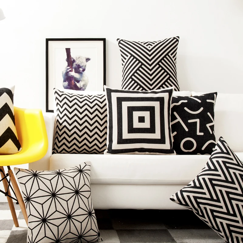 

England Geometric Black Cushion Geometry Stripe Pillow Covers Decorative Home Decor PillowCase