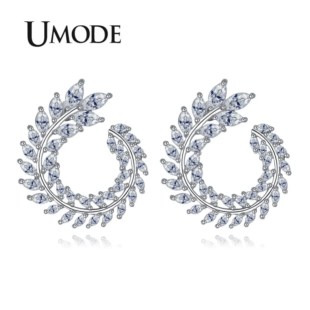 UMODE, блестящие, элегантные, круглые, оливковые, большие серьги-гвоздики для женщин, серьги, модное ювелирное изделие, ohringe, Букле д 'Орель, UE0211