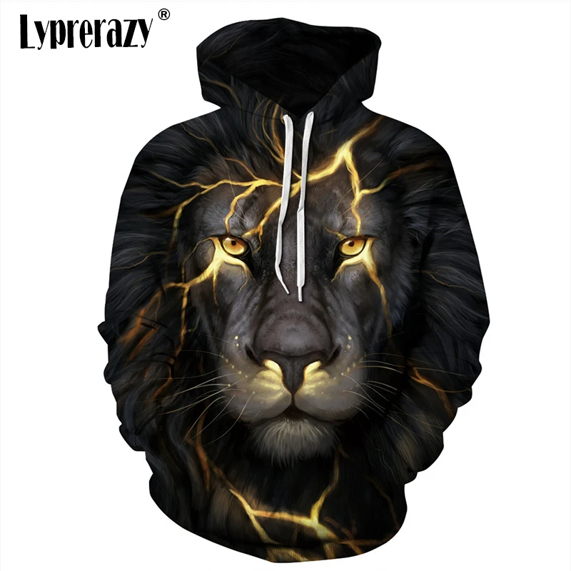 Lyprerazy мужские/женские мужские 3D толстовки свитшоты с принтом Золотой молнии льва