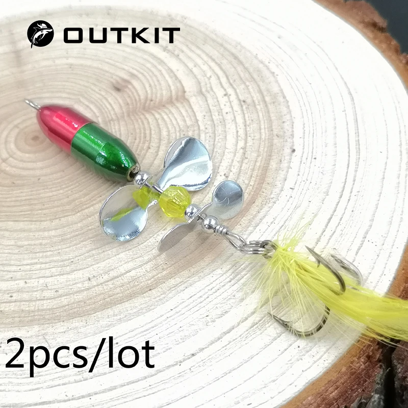 OUTKIT 2 шт./лот 10 г 7 см блесна металлическая приманка для рыбной ловли двойной хвост