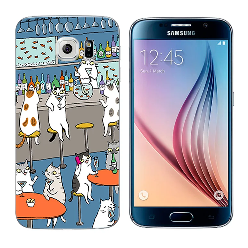 Ультратонкий Мягкий силиконовый черный чехол для Samsung Galaxy S6 s 6 с изображением