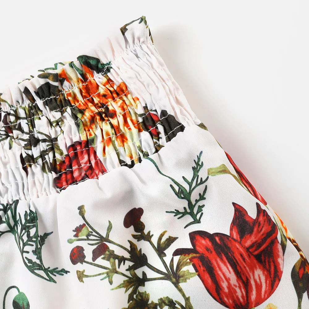ZAFUL Холет из двух частей для женщины цветочный без рукавов топ эластичный пояс короткий костюм женщины набор пляж Boho повседневные летние комплекты