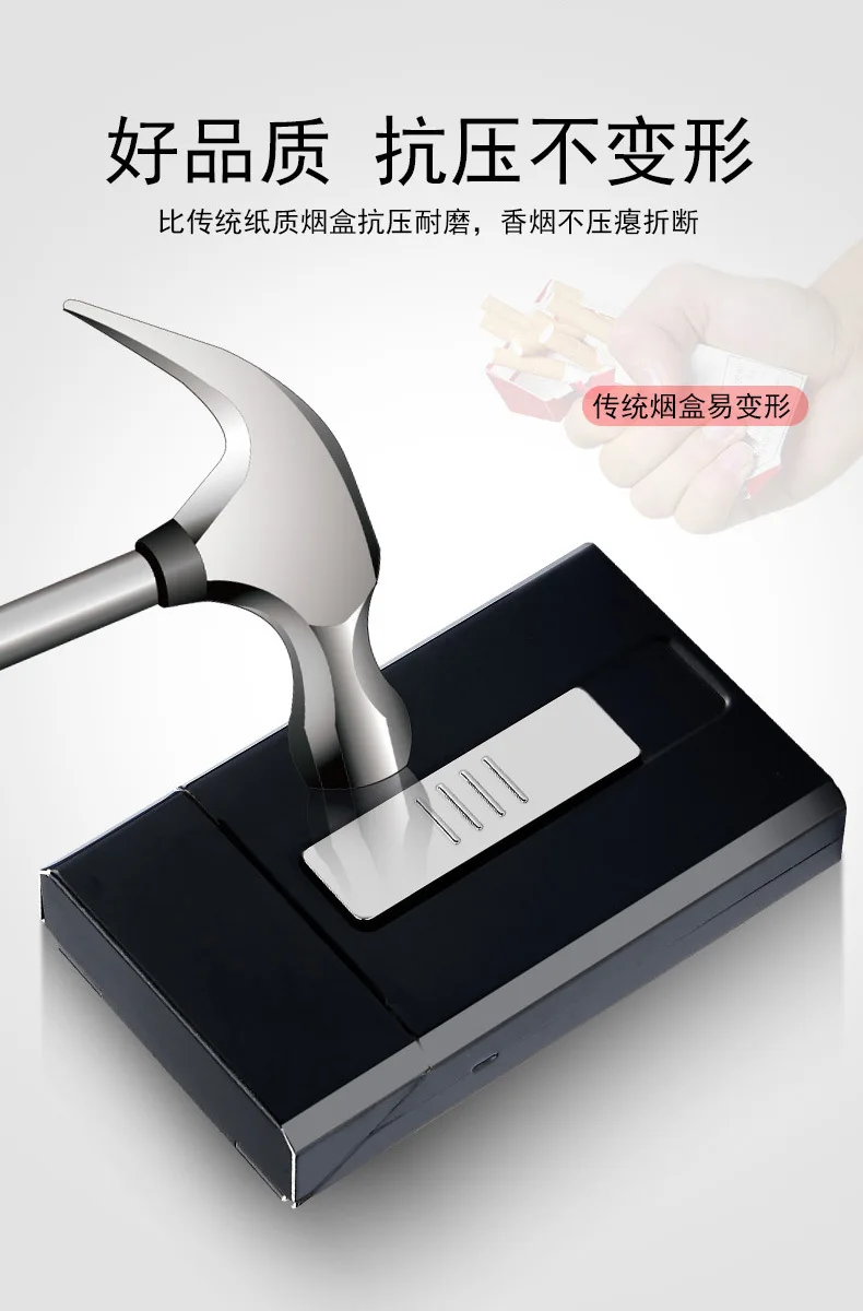 Новейшая металлическая ветрозащитная зажигалка, USB зарядка, Электронная зажигалка, зарядная сигаретная коробка, может вмещать 16 шт. тонких сигарет