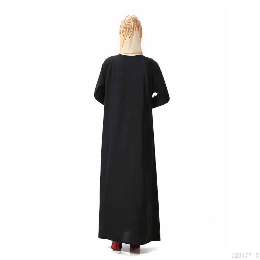 

Crystal cotton abayas for women islamic clothing Exquisite Golden embroidery Round neck muslim dress abaya Arab robes 123477
