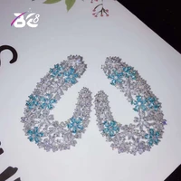 be 8 luxury flower shape aaa cubic zironia pave white gold color stud earrings for women jewelry boucle doreille gift e734