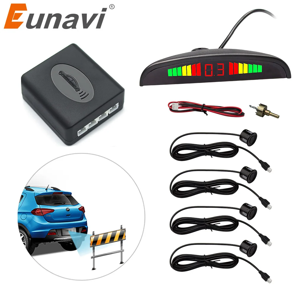 Eunavi 1 компл. Авто парктроник светодиодный датчик парковки Комплект дисплей 4