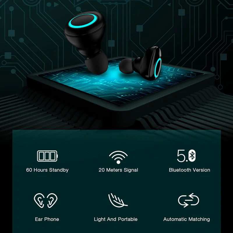 Наушники вкладыши TWS с Беспроводной гарнитуры Bluetooth 5 0 наушники IPX5