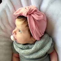 1pc newborn hospital hat lovely baby girl cotton beanie with bow infant soft knit solid baby caps toddler hat accessories bp09