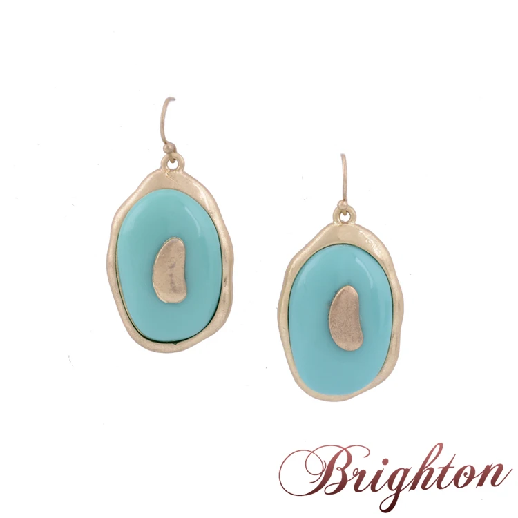 Antique Jewelry Gold Plated Round Shaped Enamel Pendant Simple Design Vintage Women Charm Dangle Earring | Украшения и аксессуары