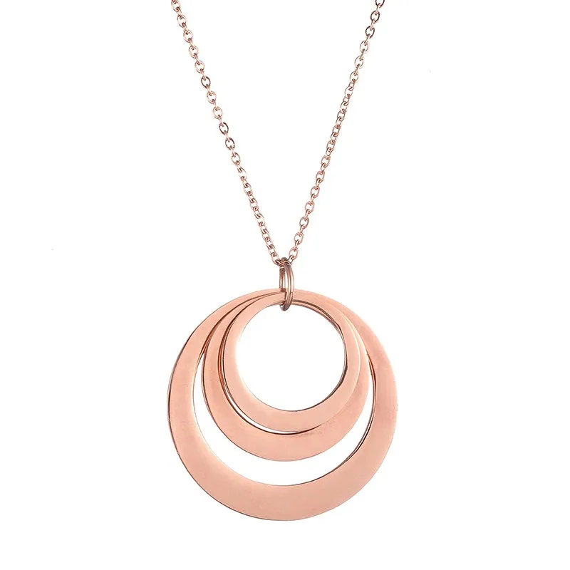Rose Gold 1 Персонализированные пользовательские имя ожерелье s слоистый с именем 3 Круги круглый кулон ожерелье золотистый Серебристый с розой цвет цепи ювелирные изделия - Окраска металла: Rose Gold 1