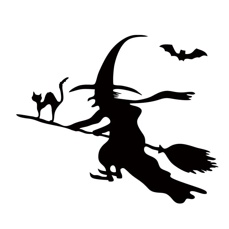 Новый продукт Автомобильная наклейка летающие ведьмы метла с кошкой виниловая