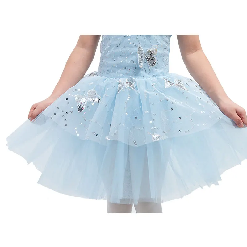 Новинка Высококачественная бледно-голубая детская балетная пачка сценическая