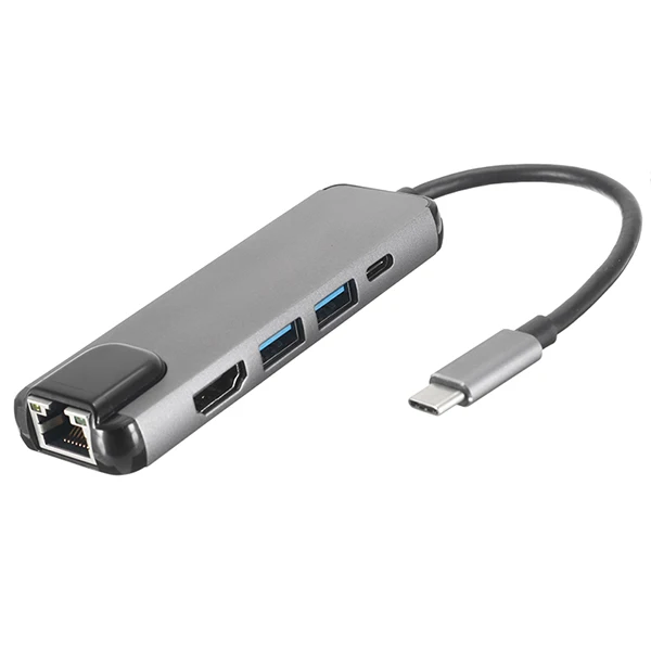 5 портов в 1 Тип C быстрая зарядная док-станция USB C 3,0 зарядка Ethernet 4 K HD HDIM адаптер Gigabit Lan Синхронизация данных для ПК планшета