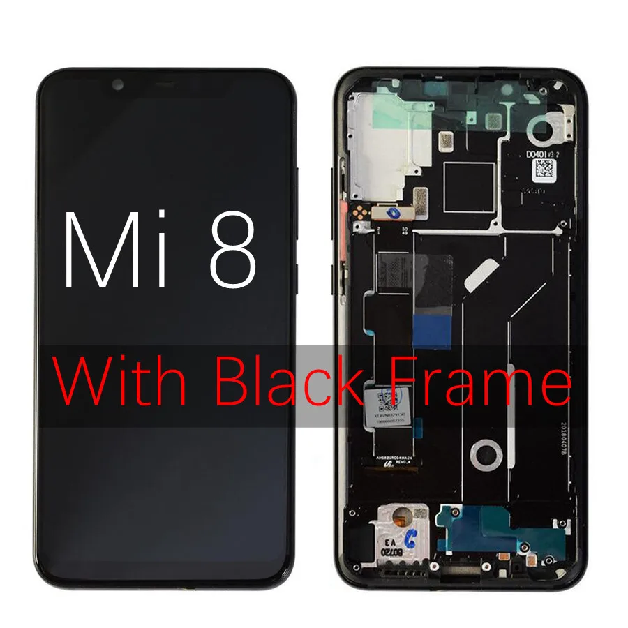 AMOLED ЖК для Xiaomi mi 8 mi 8 дисплей кодирующий преобразователь сенсорного экрана в сборе для Xiaomi mi 8 ЖК-дисплей mi 8 замена экрана - Цвет: Black With Frame