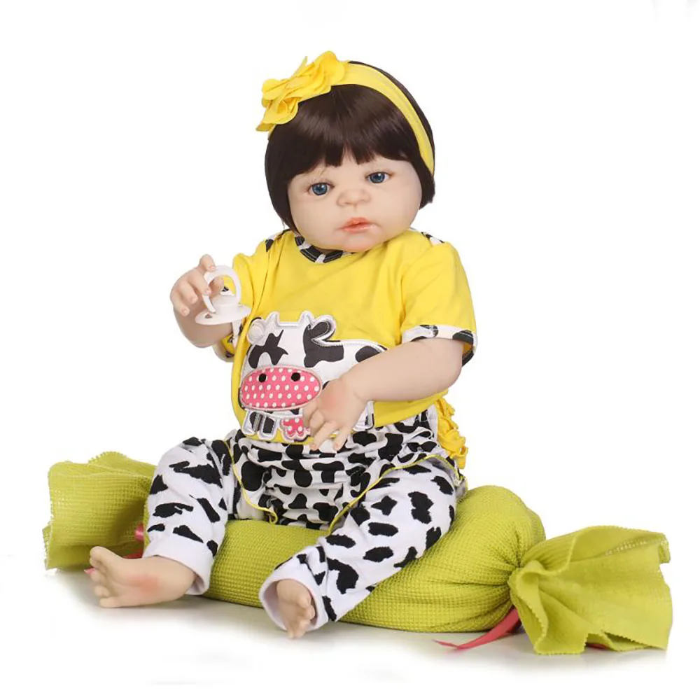 57 см 23 &quotжелтый для девочек Dll всего тела силикона Reborn Baby Doll Игрушки