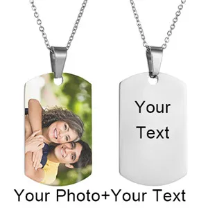 Custom Silver Tag День матери, круглое ожерелье в форме сердца, именная табличка на заказ, фото, Золотая цепочка, ожерелье для женщин и мужчин, Индивидуальные ювелирные изделия - Окраска металла: Custom Silver Tag