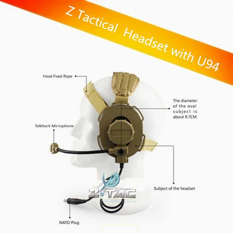 HD03 Z Tactical Bowman Elite II Headset with U94 Style PTT for Kenwood BaoFeng UV-5R GT-3TP UV-82 BF-F8HP BF-F9 V2+ UV-5RE Plus | Мобильные