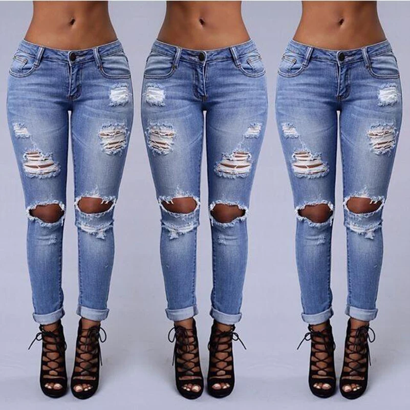 2019 Boyfriend Jeans Denim Pants New Worn Old Women Tight Waist Low Casual Fashion Personality Buttons Solid Color | Женская одежда