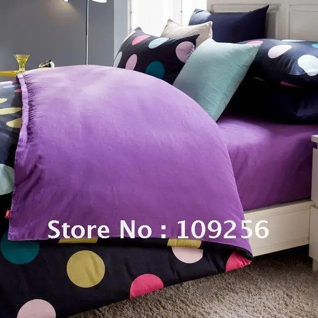 Polka Dot Cotton reactive printing a family of four cotton-type bed linen enterprises bedding King and Queen size set | Дом и сад