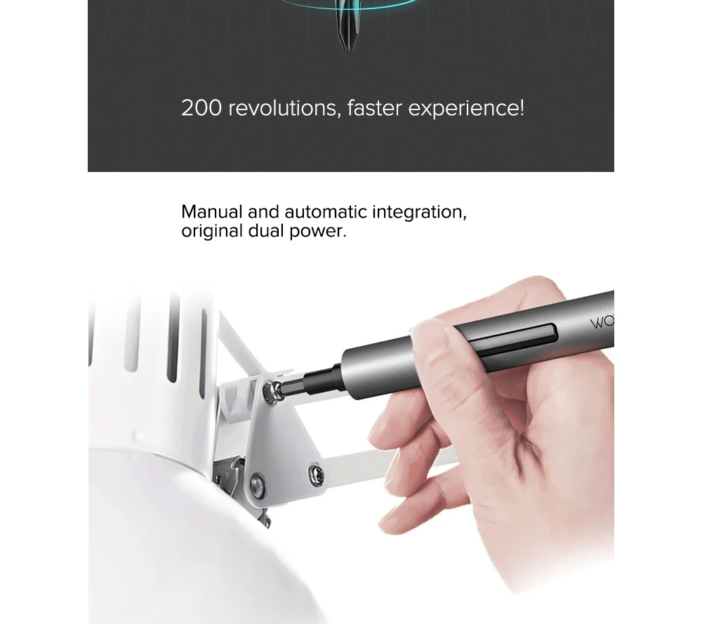 Wowstick 1F Pro мини электрическая отвертка перезаряжаемая Беспроводная шуруповерт с светодиодный светильник литиевая батарея