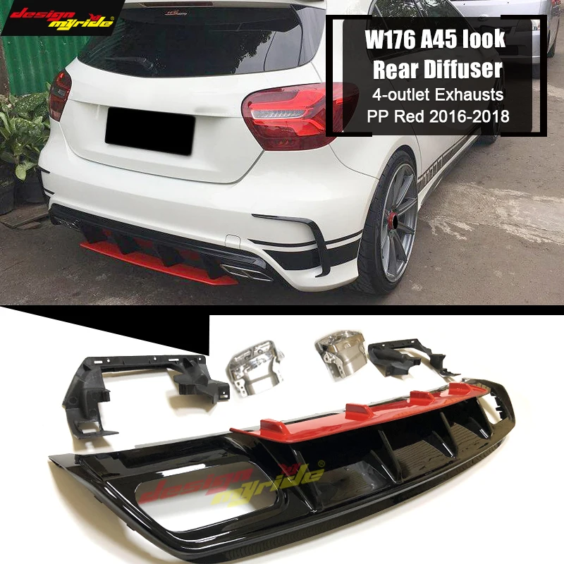 Для Mercedes A Class W176 спортивный диффузор губа на задний бампер с выхлопными