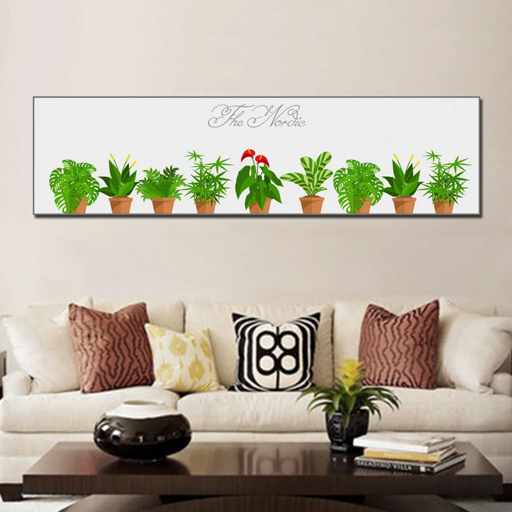 

Simple Art Painting Green Potted Plants Canvas Painting Living Room Mural Cactus Decoration Posters And Prints