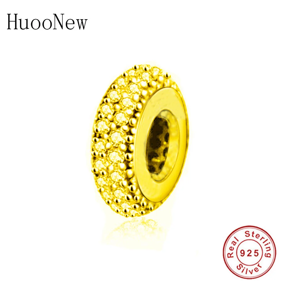 HU0347-Y Розовый прозрачный CZ Кристалл Круглые Кольца, разделитель бусины, подходят к оригиналу Pandora, браслет с шармами 925 пробы Серебряные ювелирные изделия браслеты berloque(брелоков - Цвет: HU0347-Y