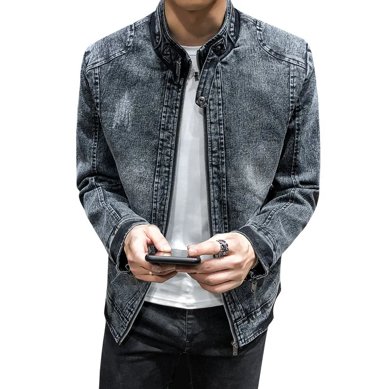 

2019 Men's Jacket Retro Denim Jacket Youth Casual Jacket Men's Trend Korean Solid Color Slim Men's Wear More Size M-XXL XXXL