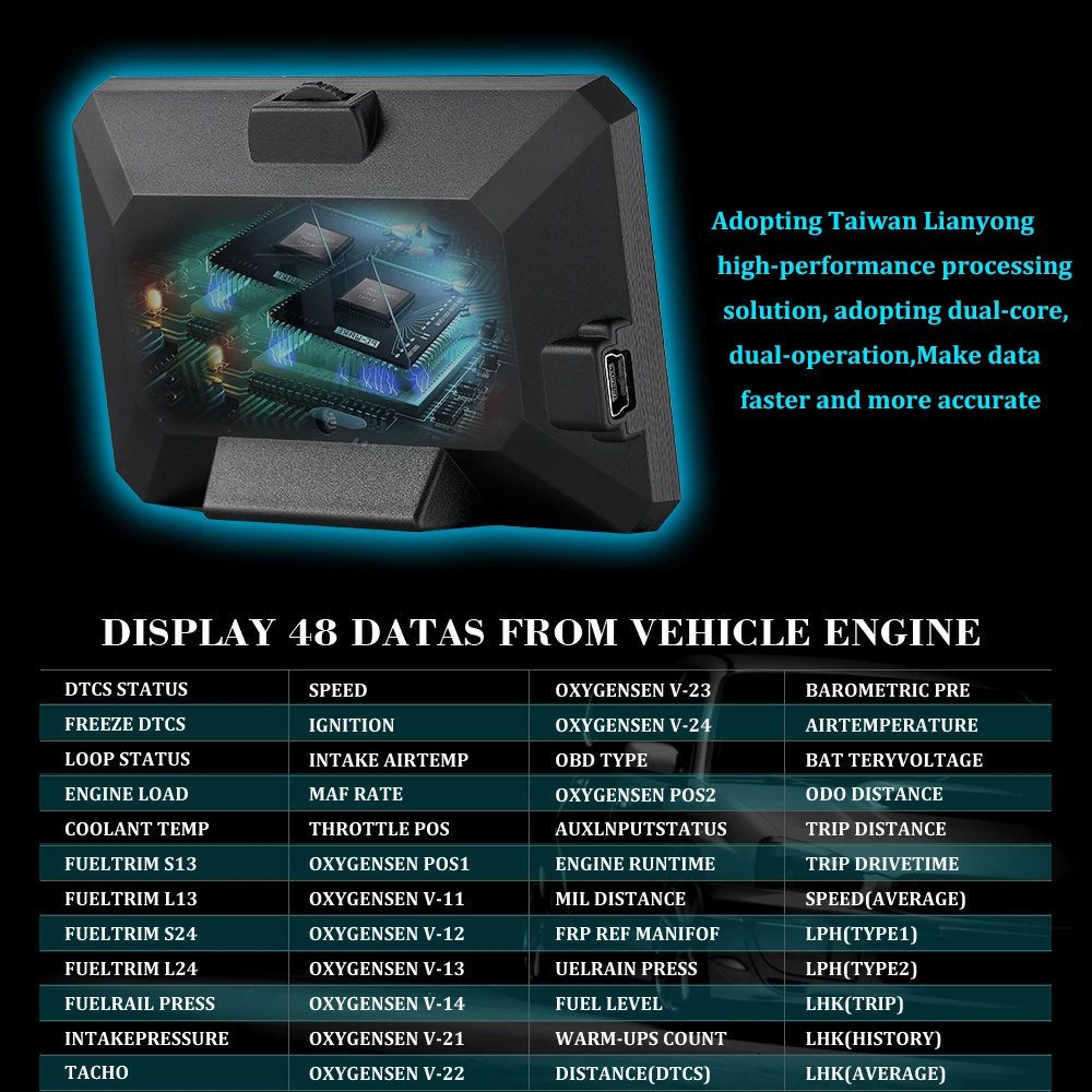 Автомобильный проектор OBD 2 II с дисплеем HUD для измерения температуры на лобовом