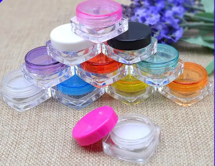 

100pcs,5ml Clear Plastic jar, empty cosmetic containers,Eyeshadow Cream Box,Small Sample Makeup Sub-bottling nail powder case