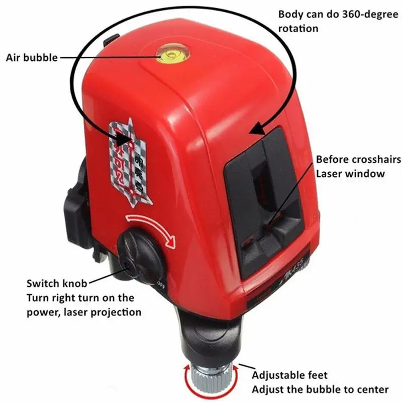 KALAIDUN Laser Level Mini Self-leveling Cross Vertical Line 360 Degree Small Red 2 1 Point With Brightening | Инструменты