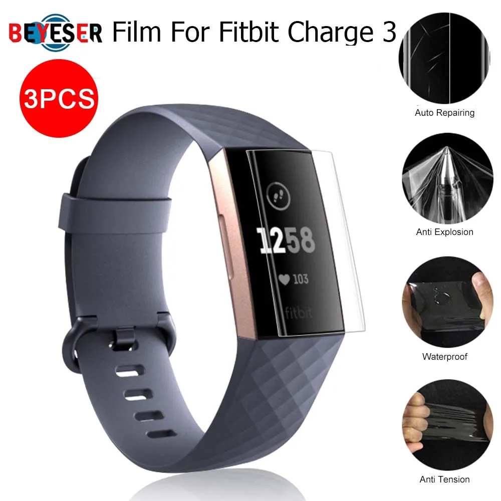 HD Protective Film Ремешок для часов Fitbit Charge 3, спортивный мягкий силиконовый сменный ремешок для Fitbit Charge3, браслет, ремешок для часов - Цвет: HD Protective Film