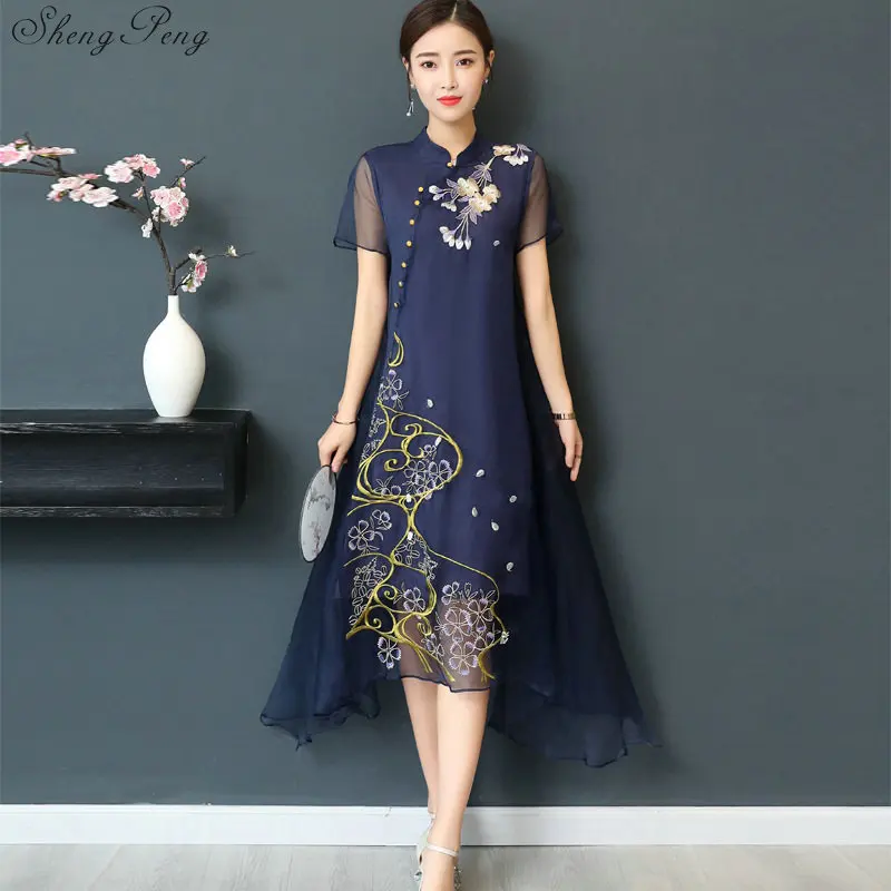 Женское длинное платье Qipao китайские традиционные платья размера плюс винтажное
