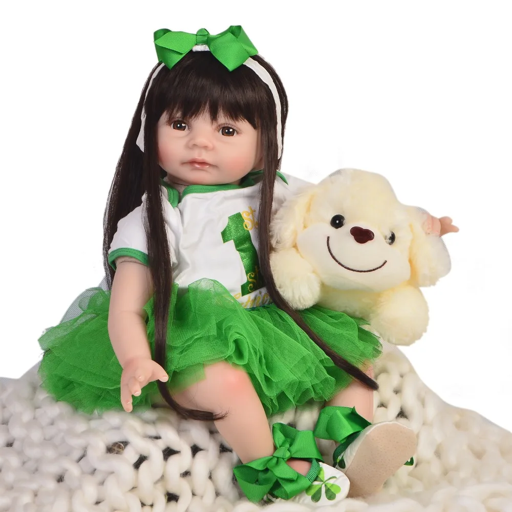 

Bebes Reborn girl toddelr alive doll with puppy 22inch 55cm silicone reborn baby dolls toys for children bebe gift rebon