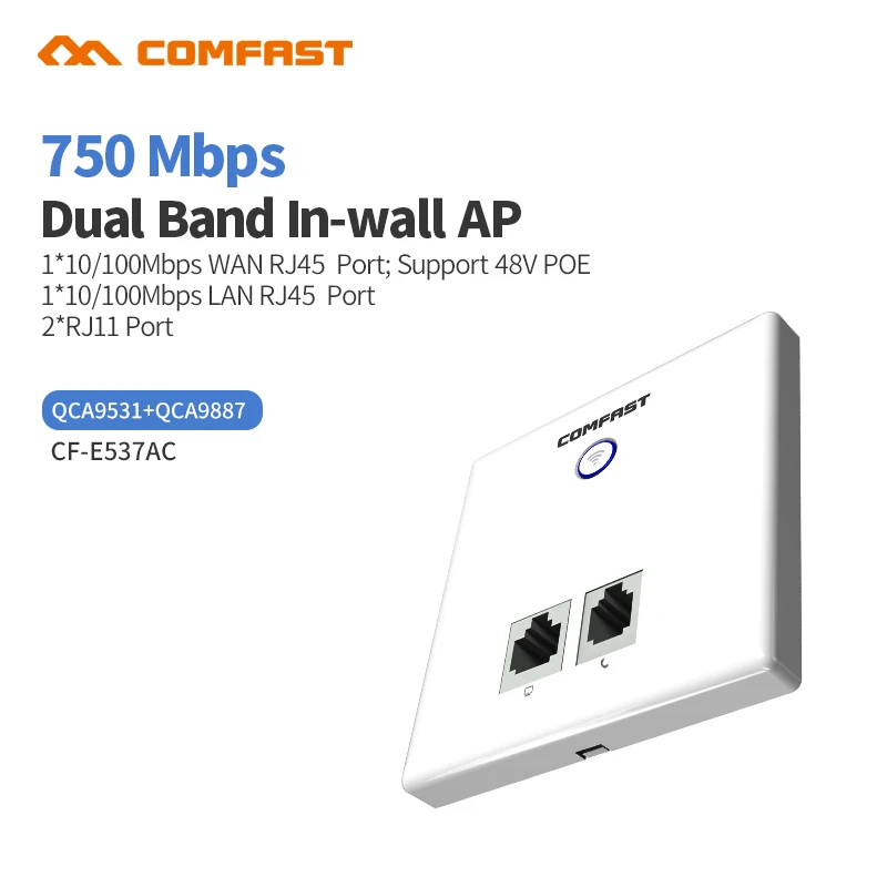 COMFAST беспроводной AP CF-E537AC 750 Мбит/с в стену AP 802.11AC 2,4+ 5,8G RJ45 RJ11 отель проект WiFi AP Поддержка AC Управление Wi-Fi точка доступа